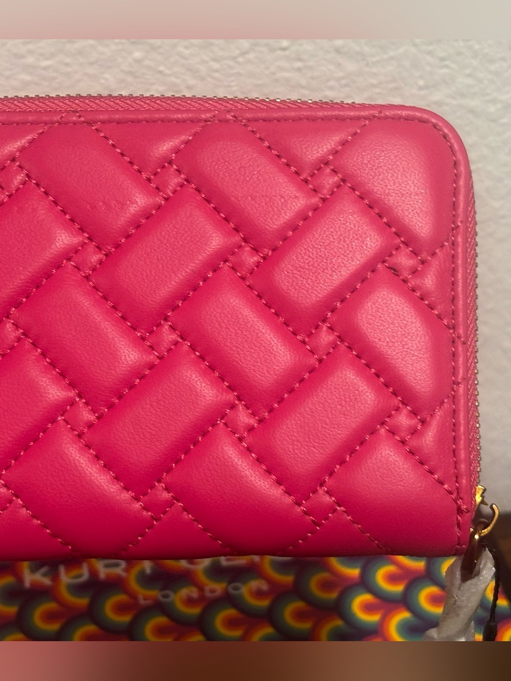 Kurt Geiger Hot Pink Quilted Zip-Around Wallet - Picture 9 of 12